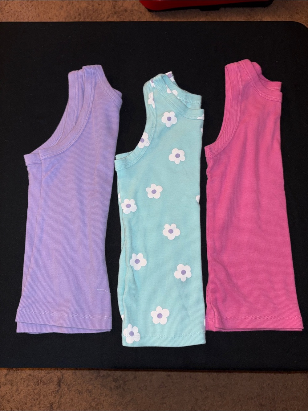 wonder nation Girls 3-Pack Tank Tops - Lavender, Aqua Floral, Pink